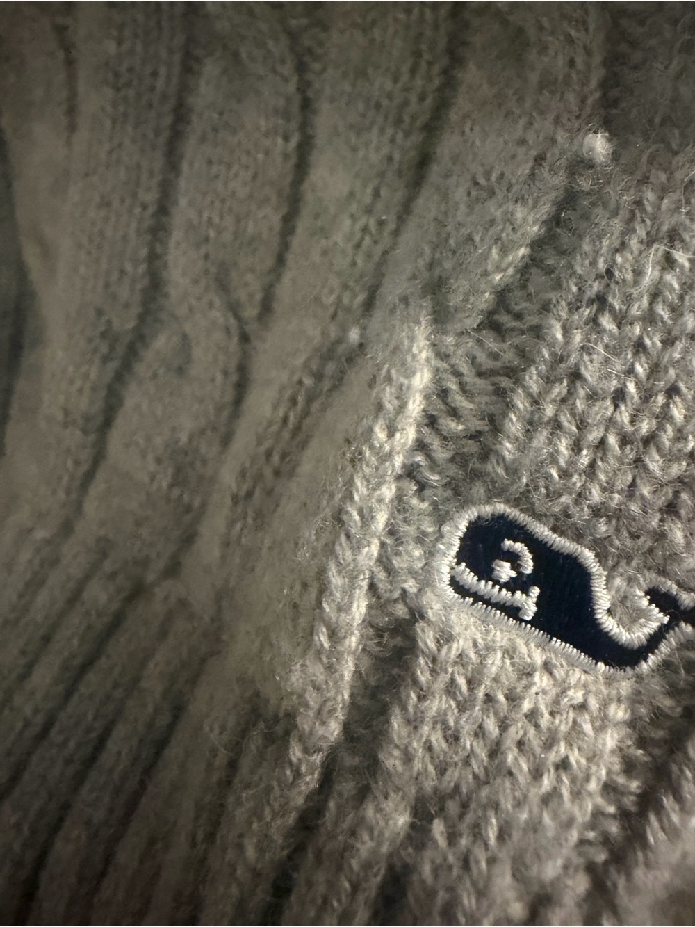 Vineyard Vines Gray Cable-Knit Men's Cardigan with Whale Logo